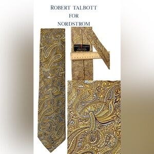 Robert Talbott For Nordstrom Blue & Gold Paisley 100% Silk Men’s Tie